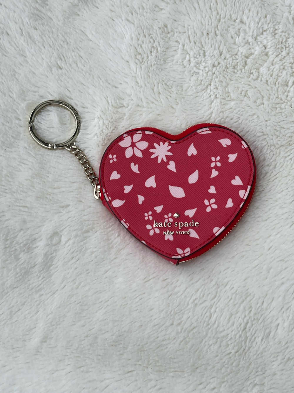 NWOT Kate Spade red and light pink heart coin pouch key fob/coin purse - Picture 7 of 10